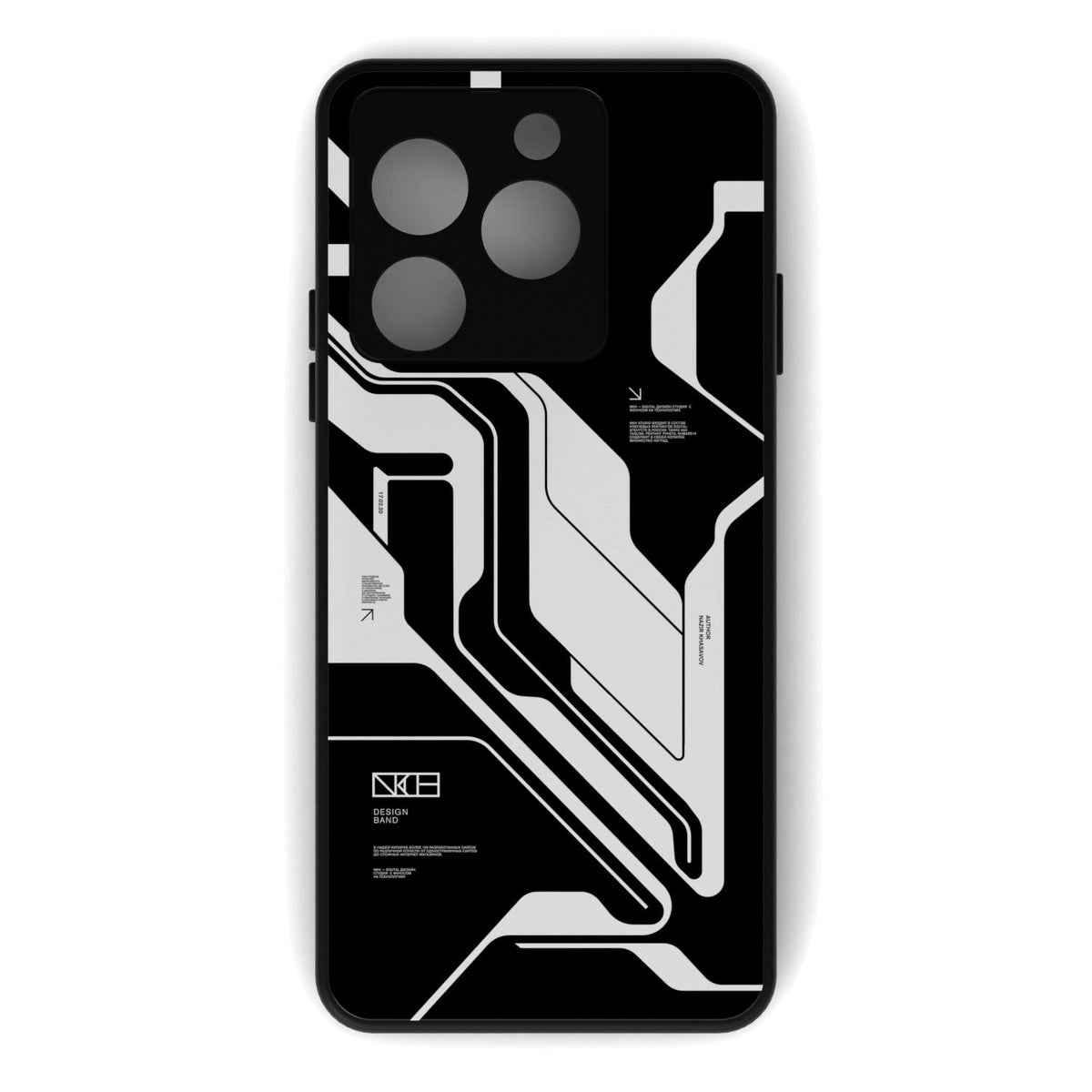 Dead Black printed metal phone case - flat back view
