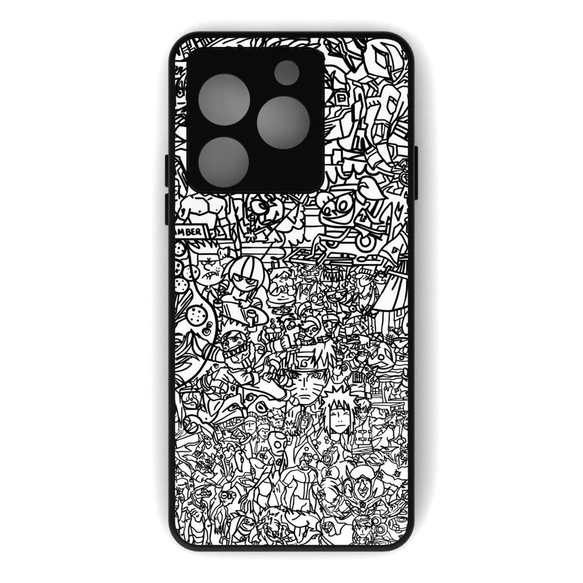 Classic Doodle printed metal phone case - flat back view