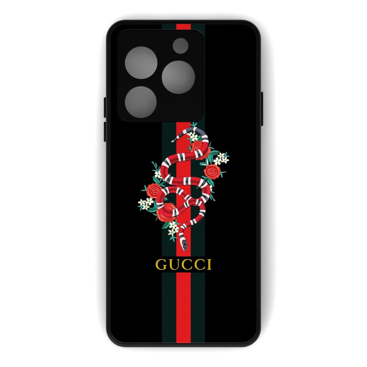 Serpent printed metal phone case - flat back view