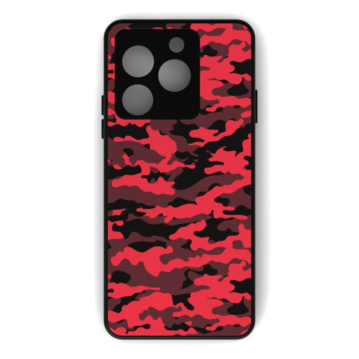 Dark Red Camo printed metal phone case - flat back view