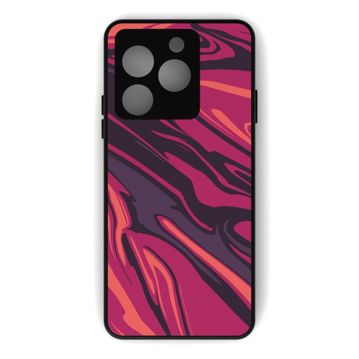 Poseidon Red printed metal phone case - flat back view