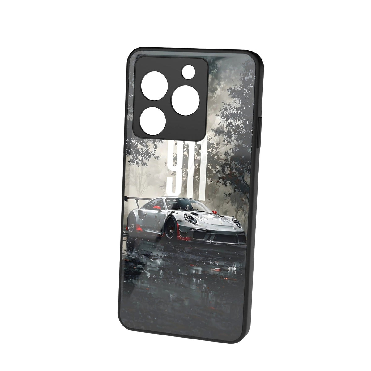 911 Stealth Drift printed metal phone case - floating back view