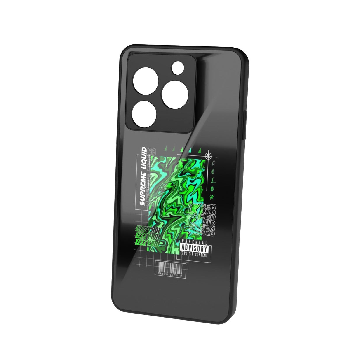 Holographic Hue printed metal phone case - floating back view