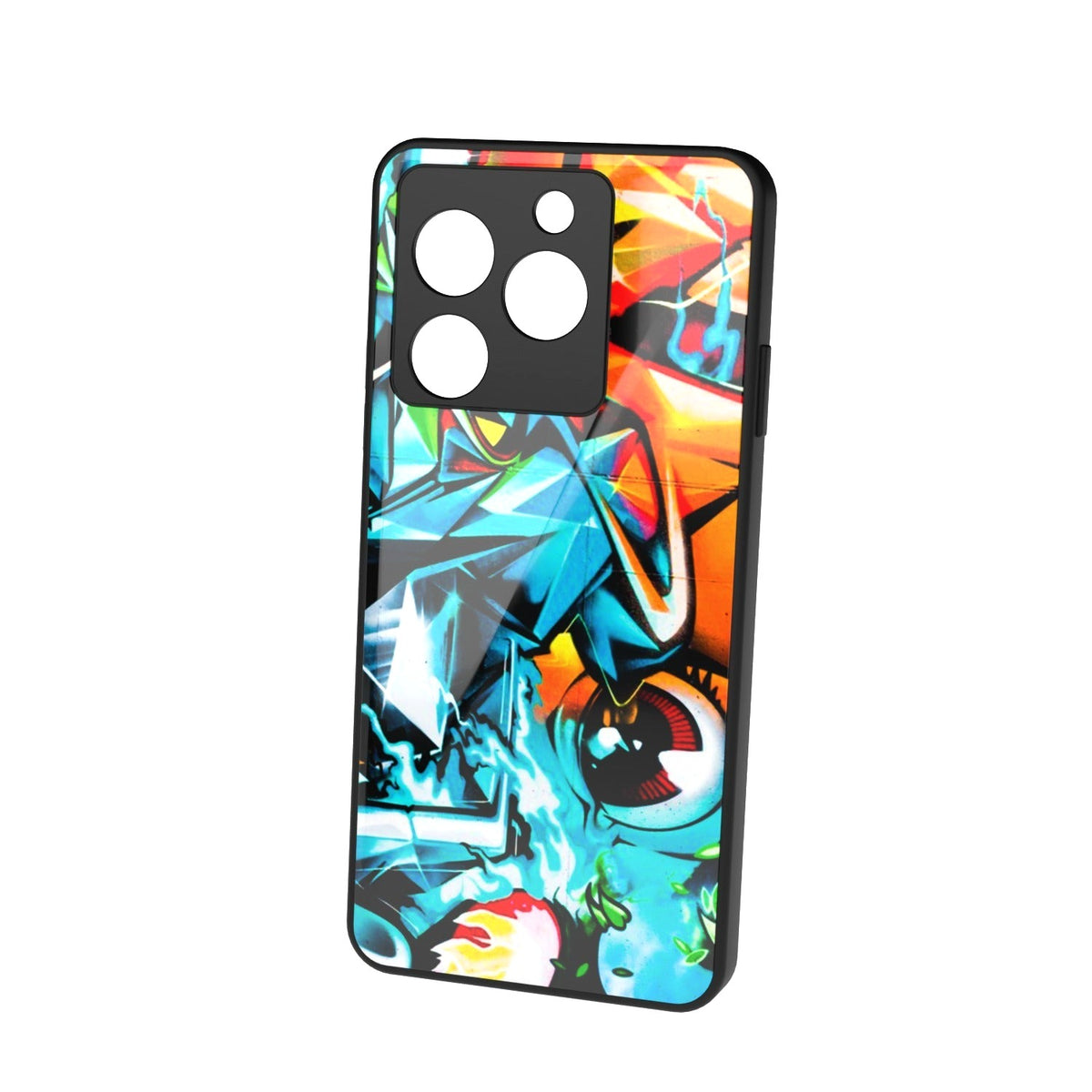 Abstract Vision printed metal phone case - floating back view