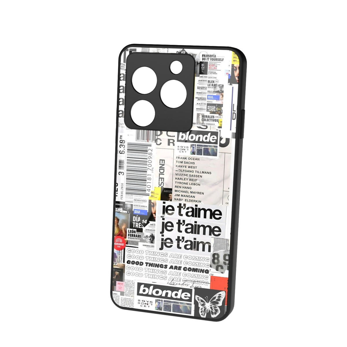 Blonde printed metal phone case - floating back view