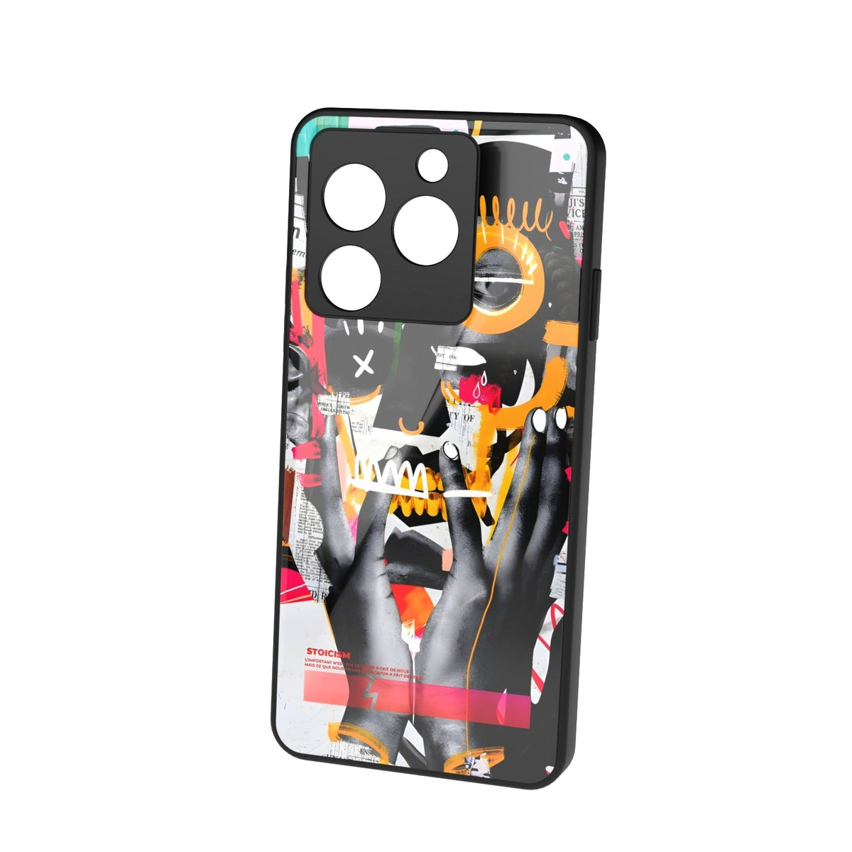 Stoicism printed metal phone case - floating back view