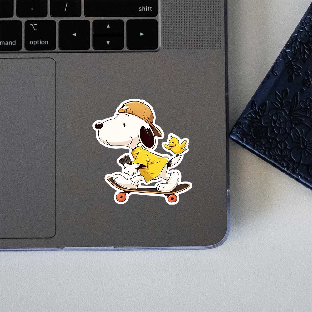 Snoopy Skateboarding With Woodstock Sticker