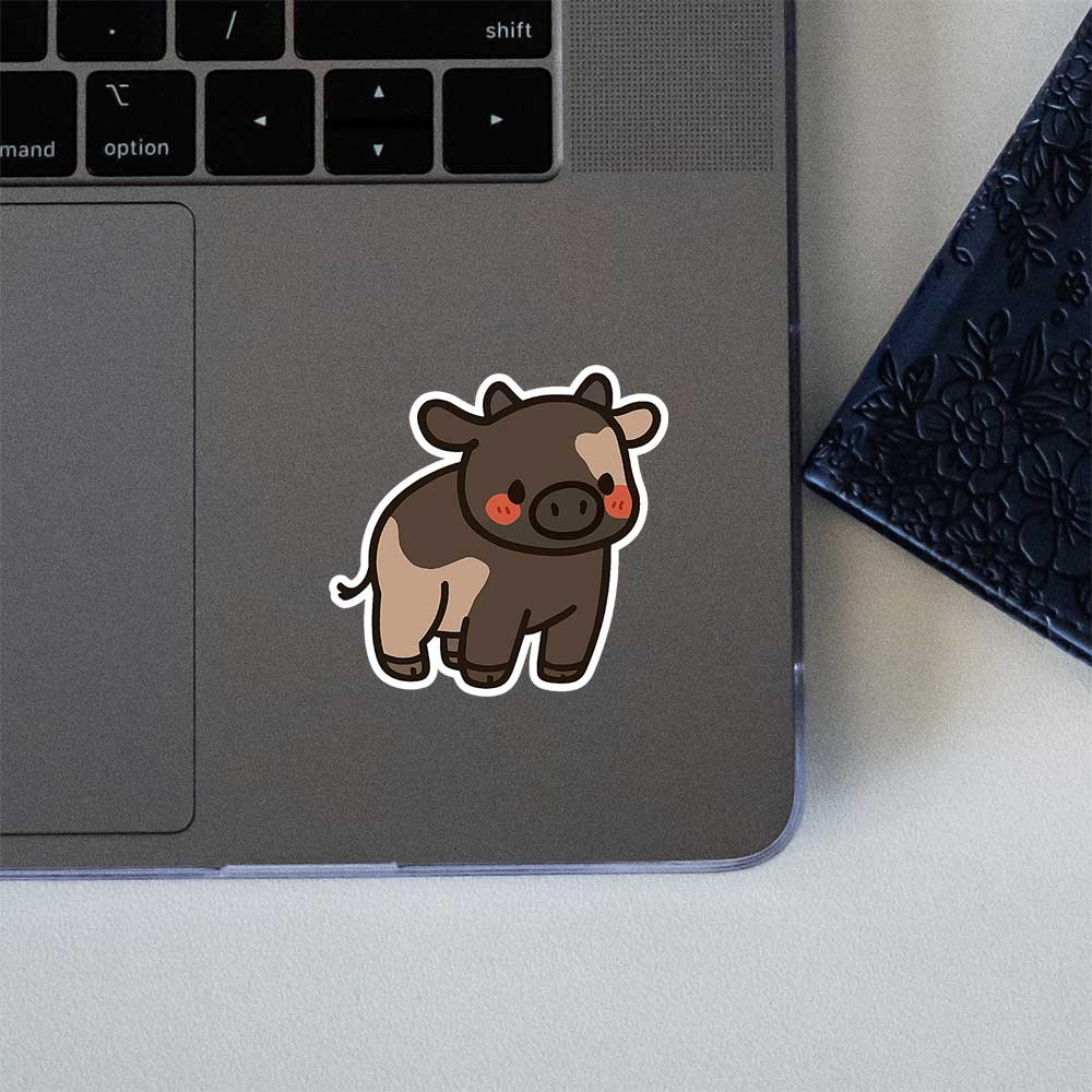 Chibi Brown Cow Sticker