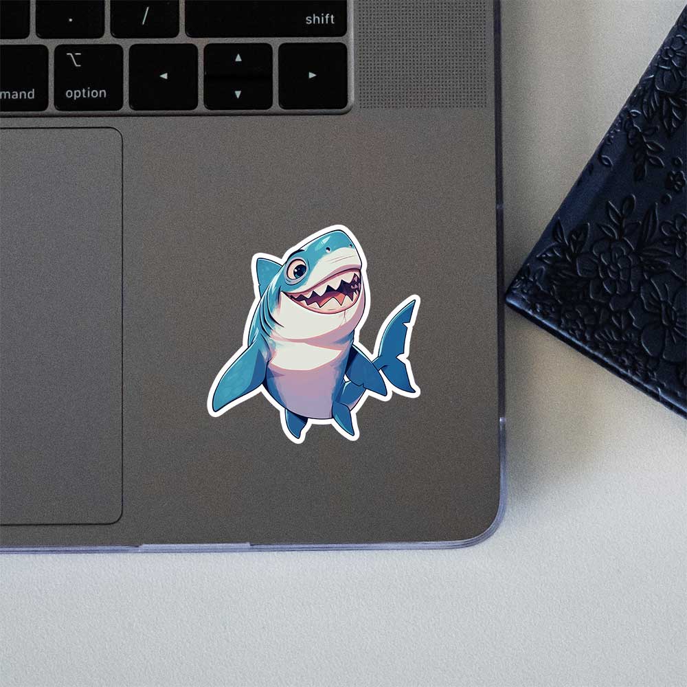 Happy Shark Cartoon Sticker
