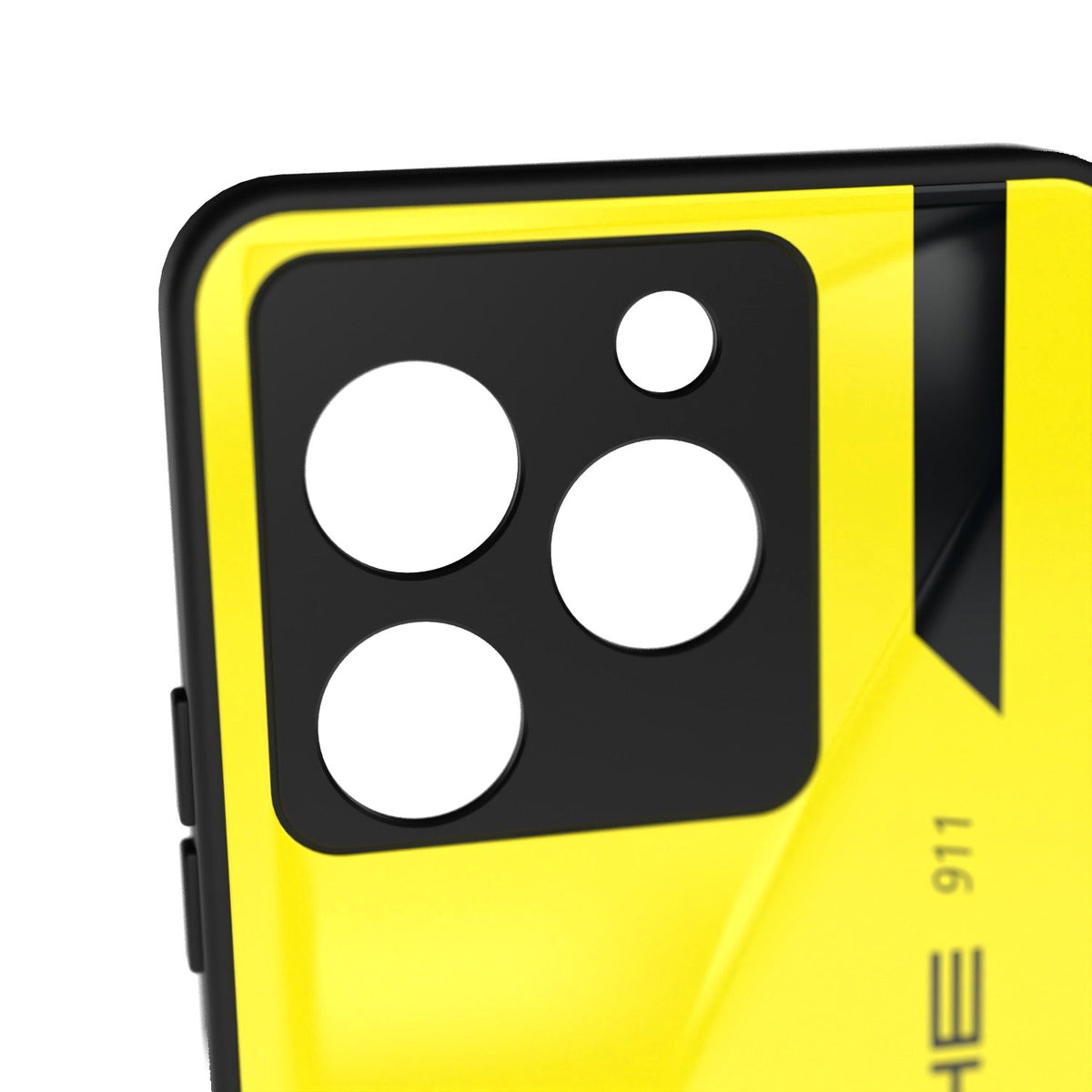 Porsched printed metal phone case - camera close-up