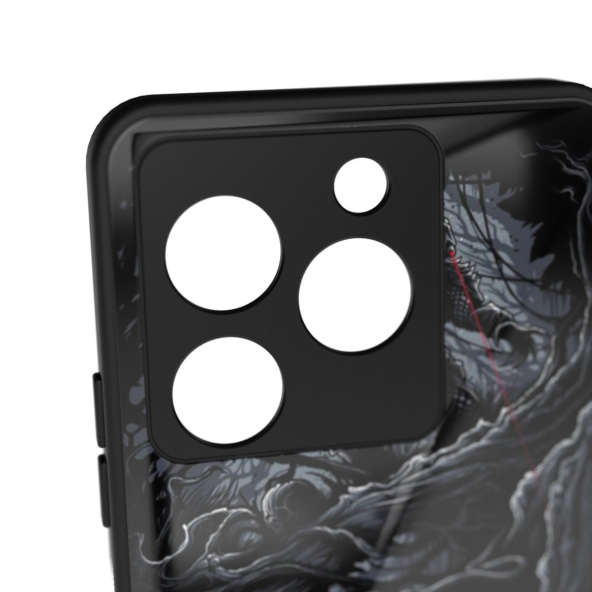 Predator printed metal phone case - camera close-up