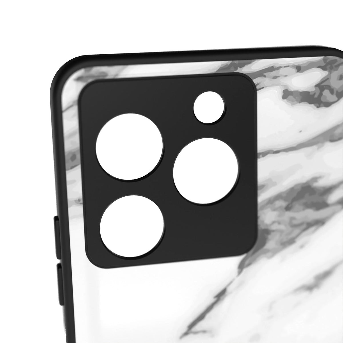 Marble White printed metal phone case - camera close-up