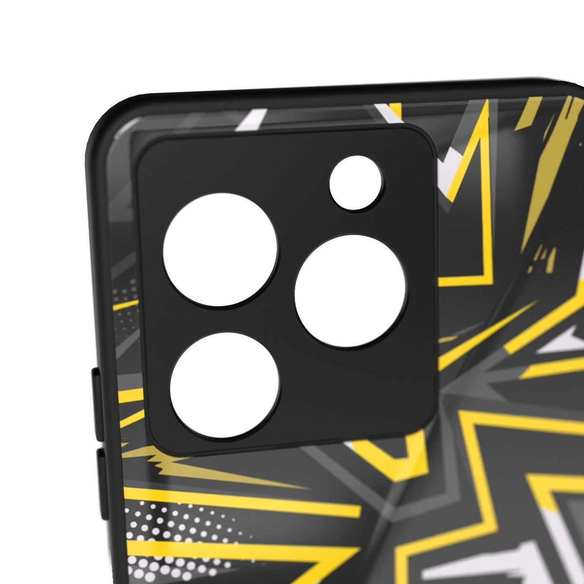 Abstraxx Y printed metal phone case - camera close-up