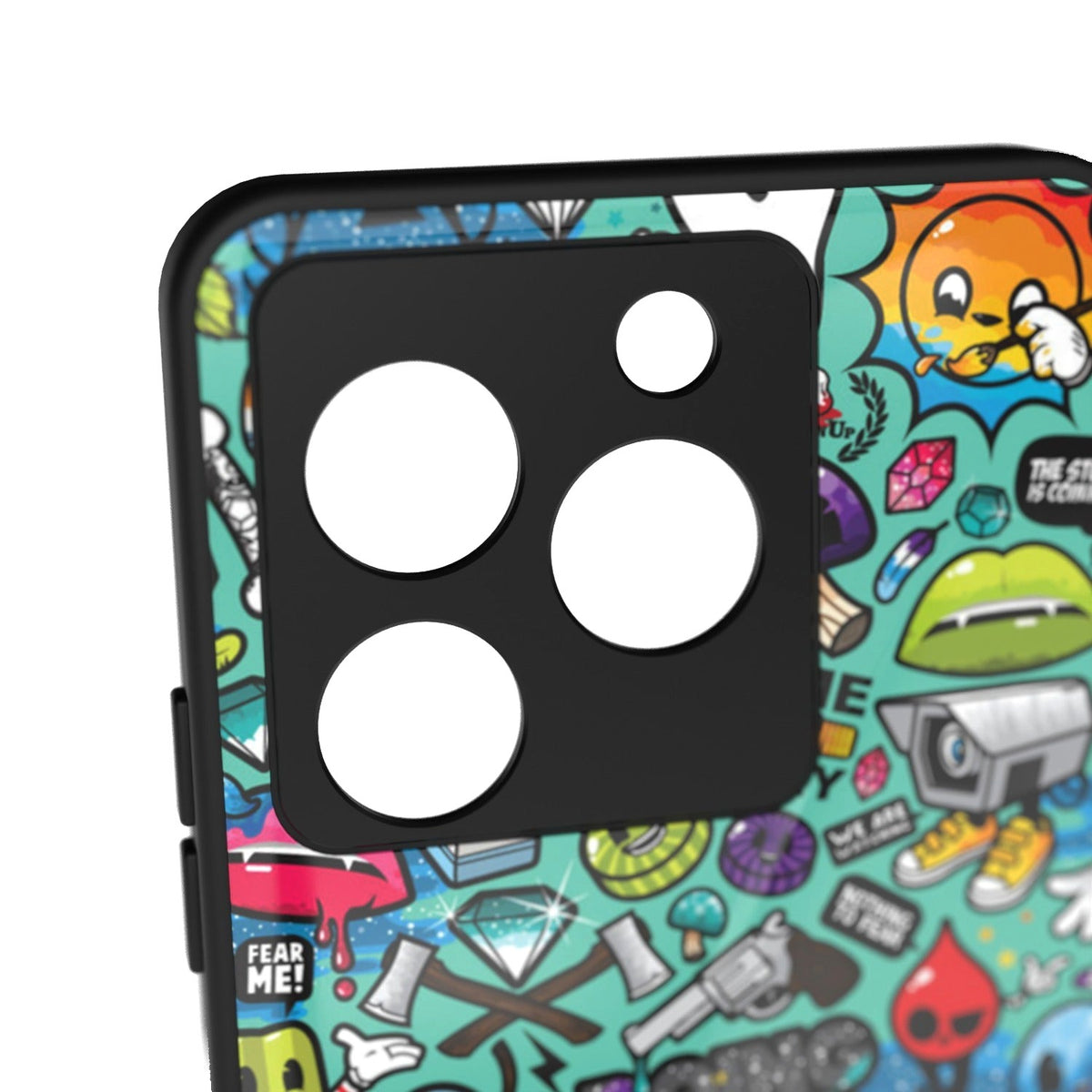 Bluesketch printed metal phone case - camera close-up