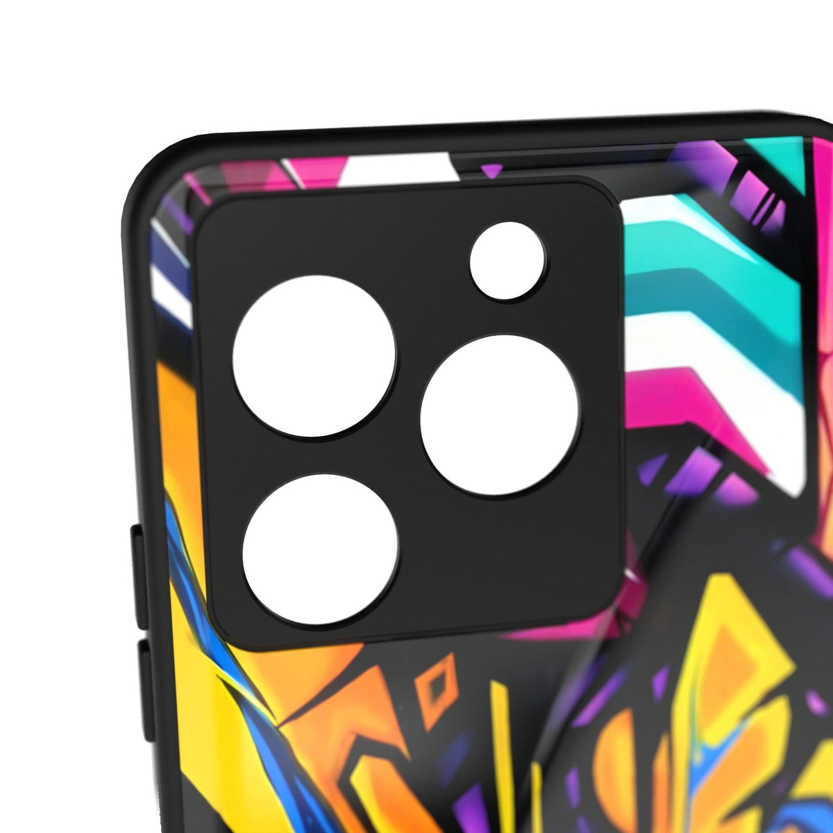 Urban Graffiti printed metal phone case - camera close-up