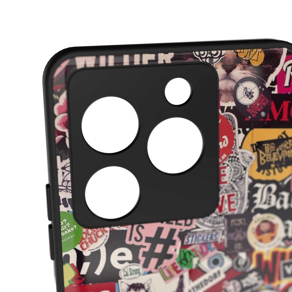 Sticker Doodle printed metal phone case - camera close-up