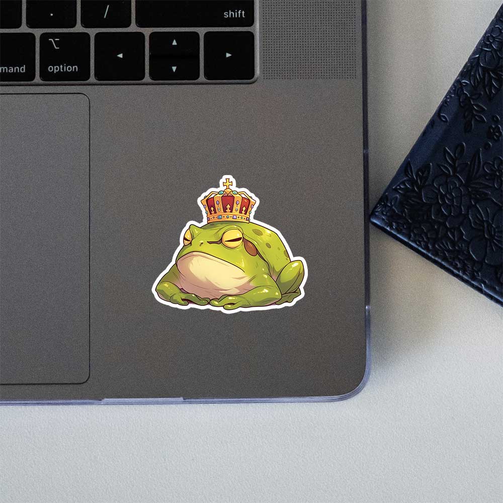 Grumpy Frog King Crown Sticker