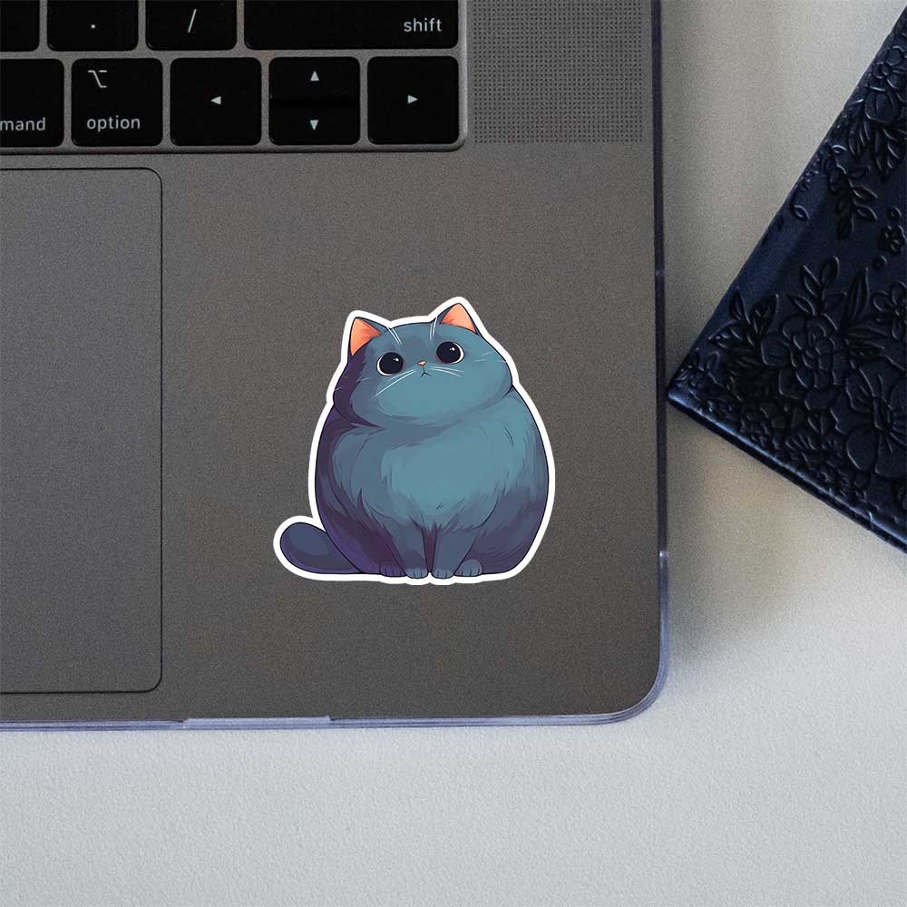 Fluffy Blue Cat Sticker