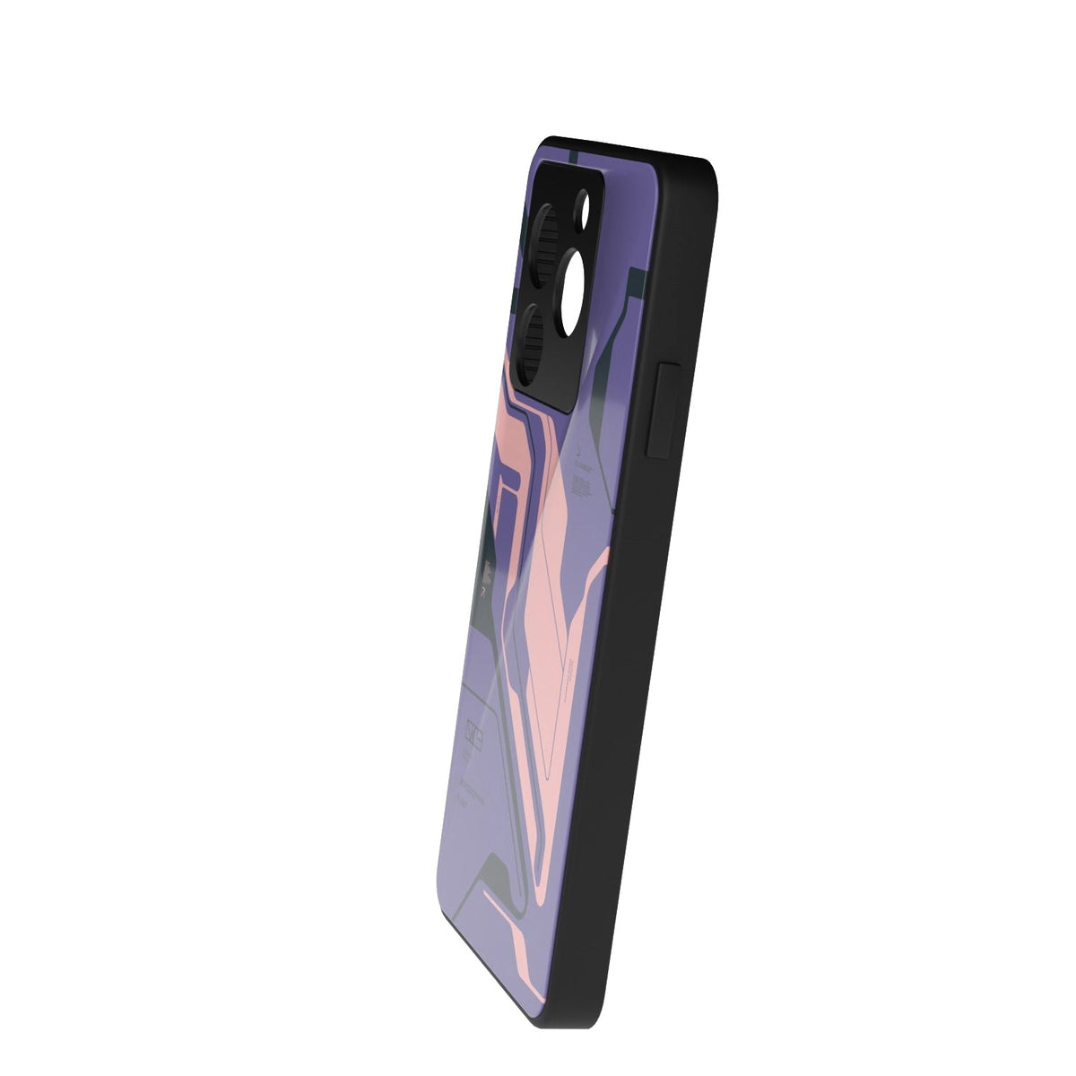 Purple Cyberpunk printed metal phone case - side view
