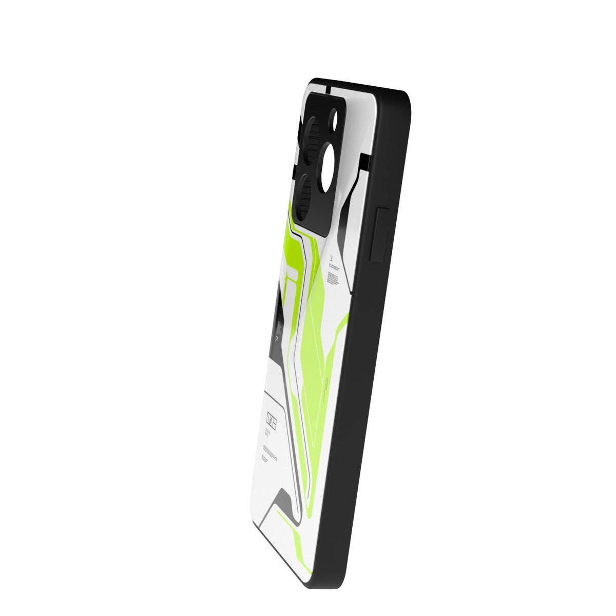 Acid Green printed metal phone case - side view