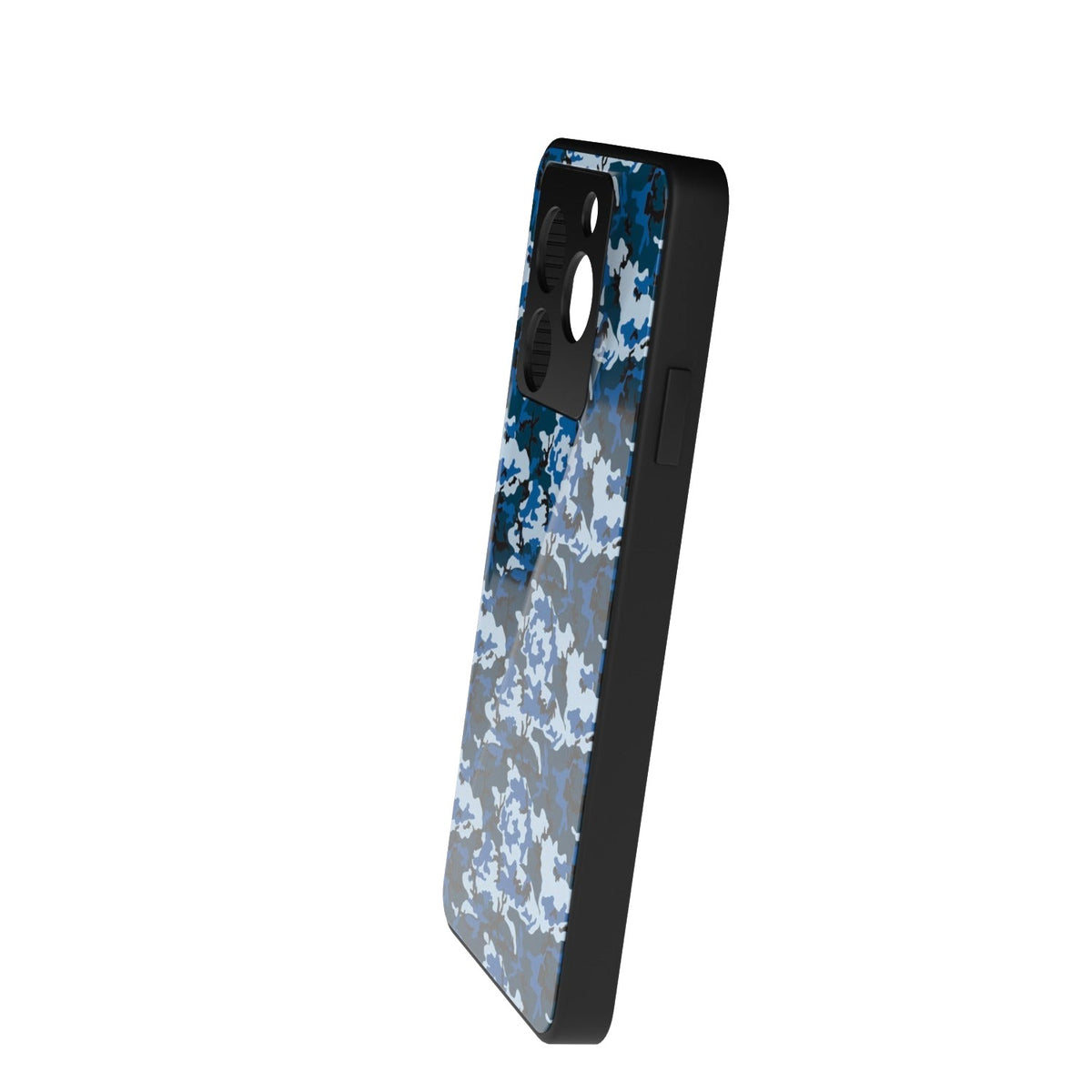 Digi Blue Camo printed metal phone case - side view