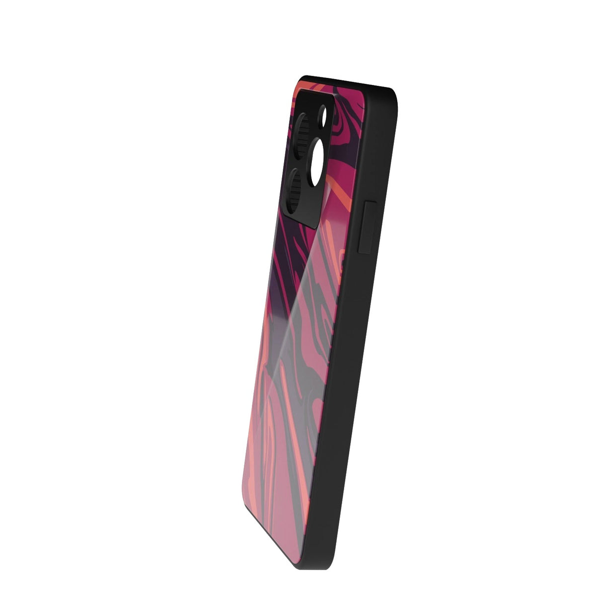 Poseidon Red printed metal phone case - side view