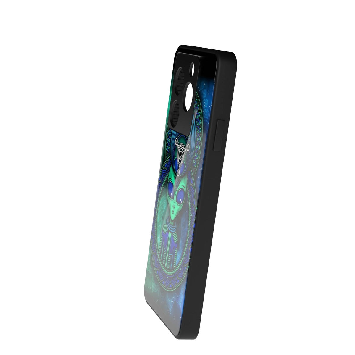 Alien Aura printed metal phone case - side view