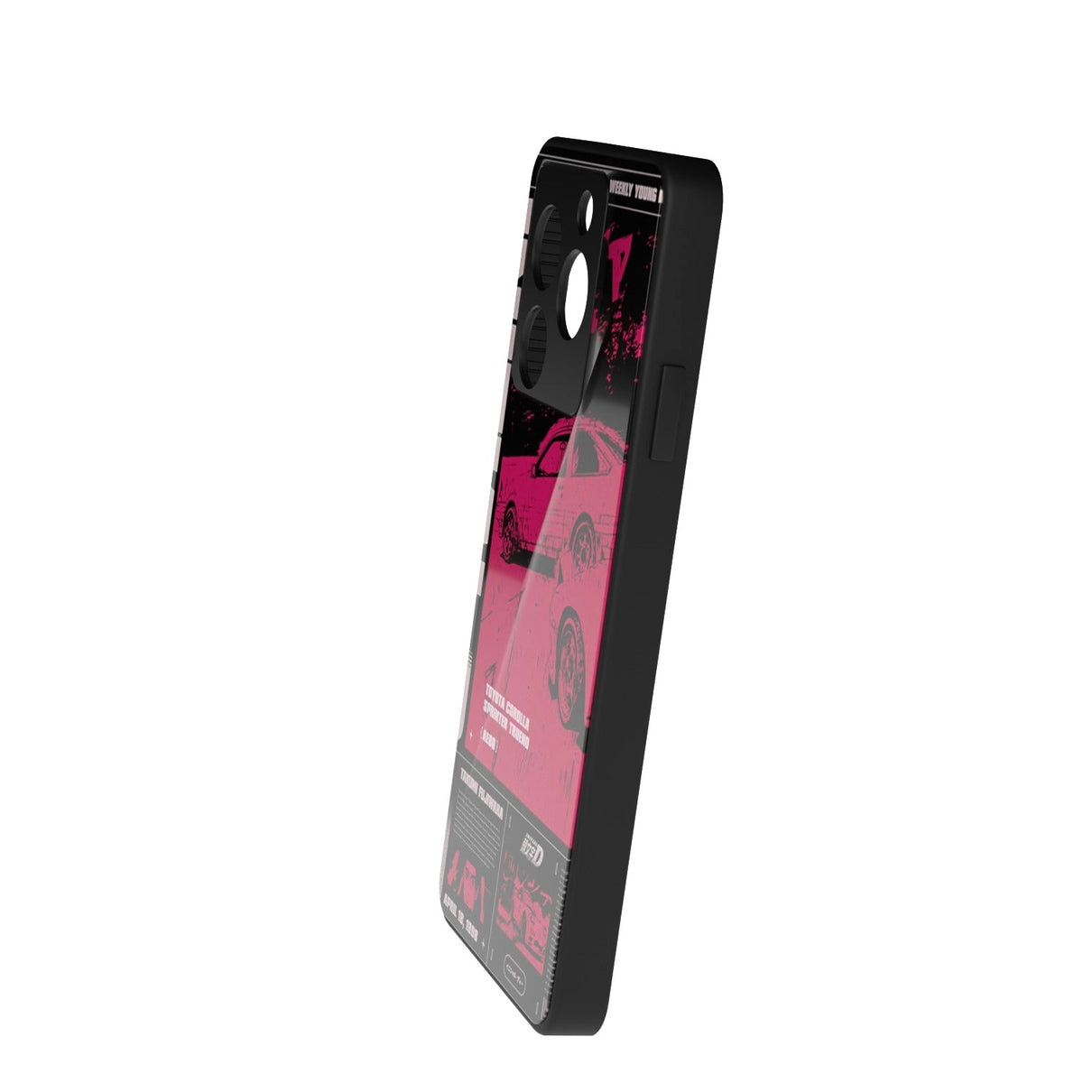 Retro Toyota printed metal phone case - side view
