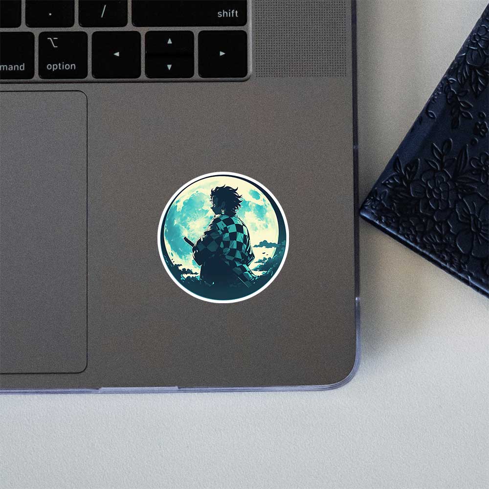 Tanjiro Moonlight Silhouette Anime Sticker