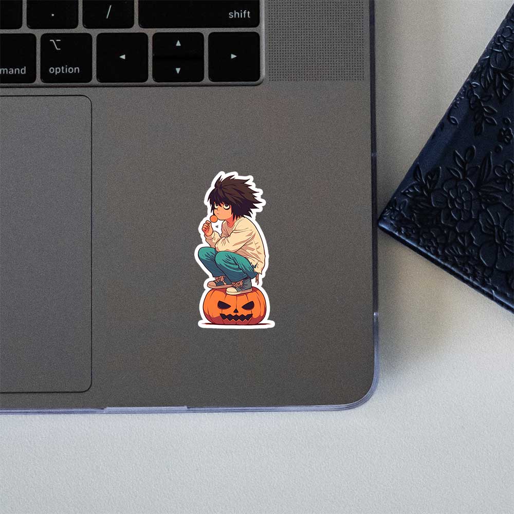 L Death Note Halloween Pumpkin Sticker