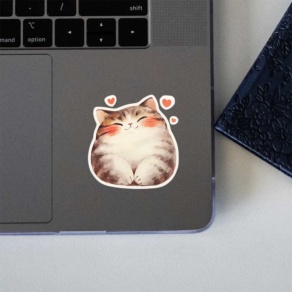 Cute Fat Cat Love Sticker
