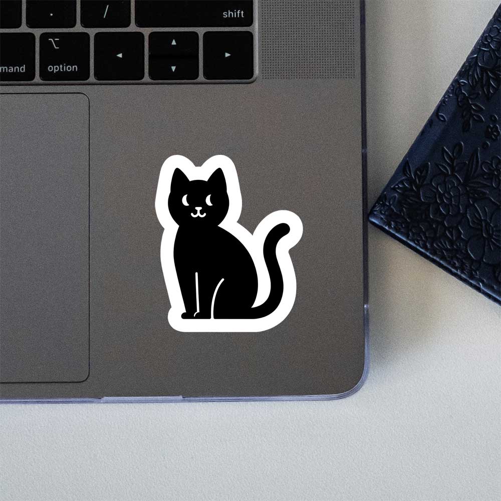 Black Cat Silhouette Minimal Sticker