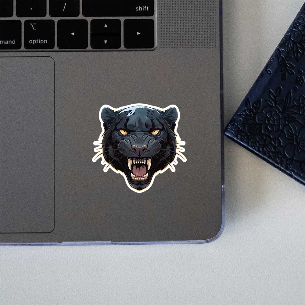 Fierce Black Panther Head Traditional Sticker