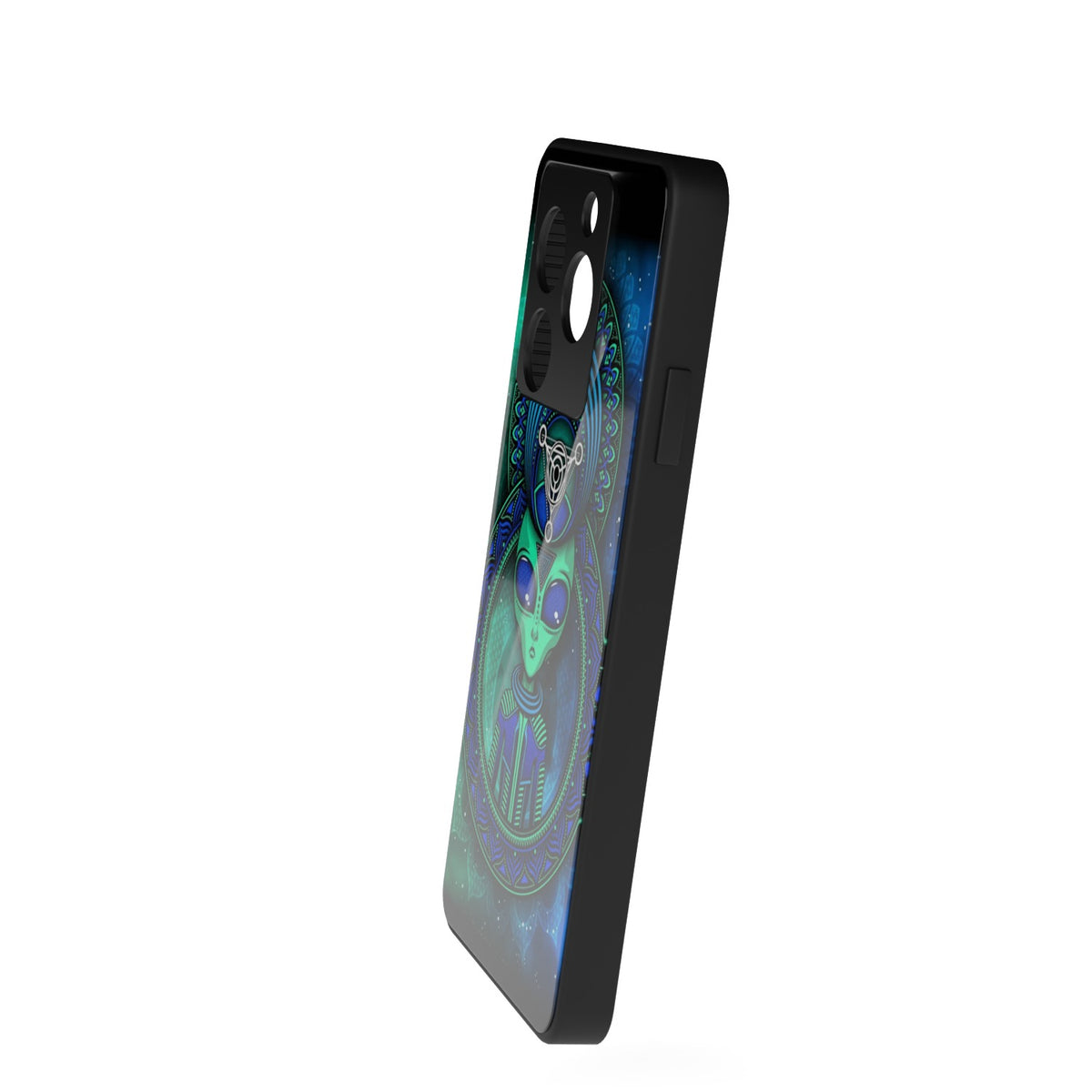 Alien Aura printed metal phone case - side view