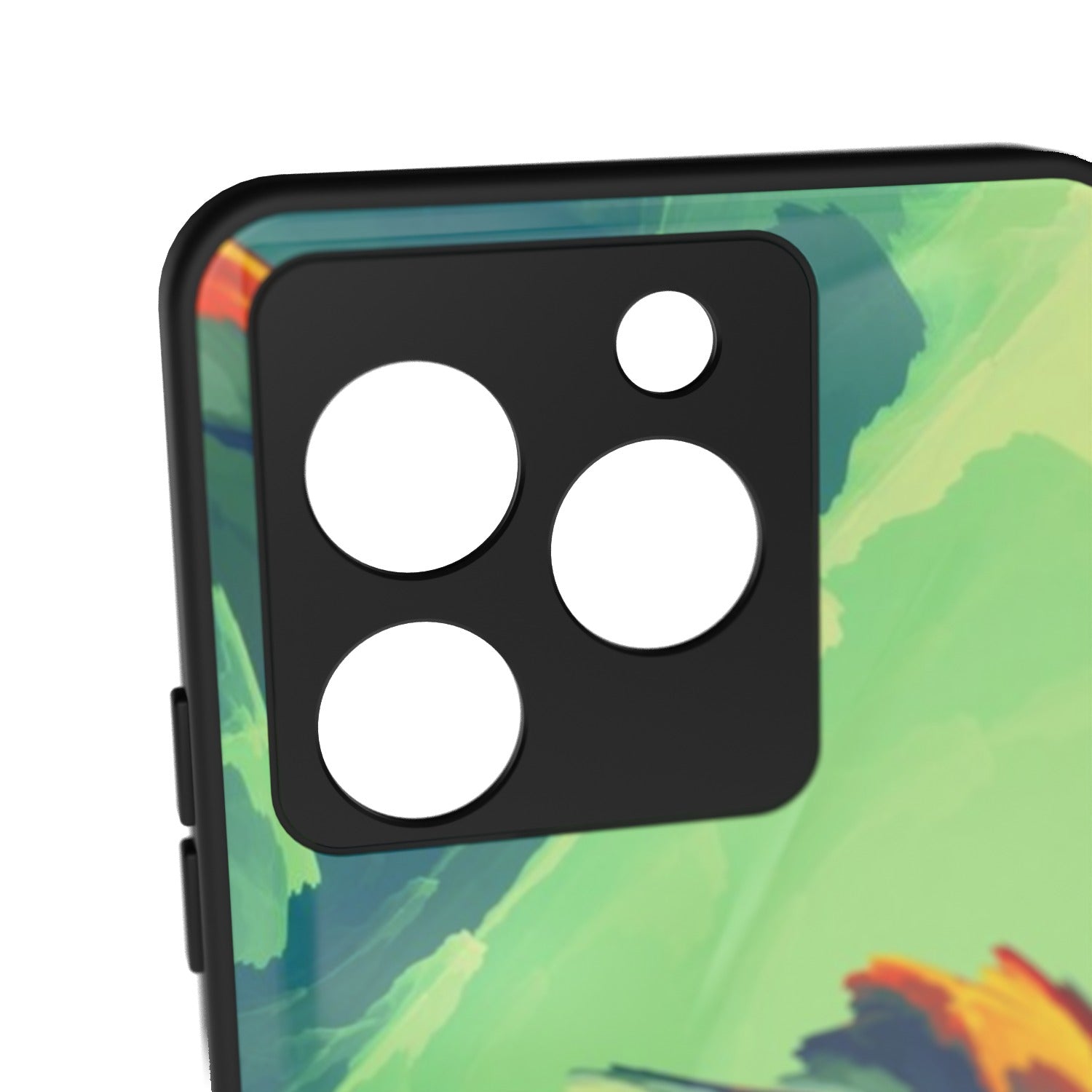 Artisan printed metal phone case - camera close-up