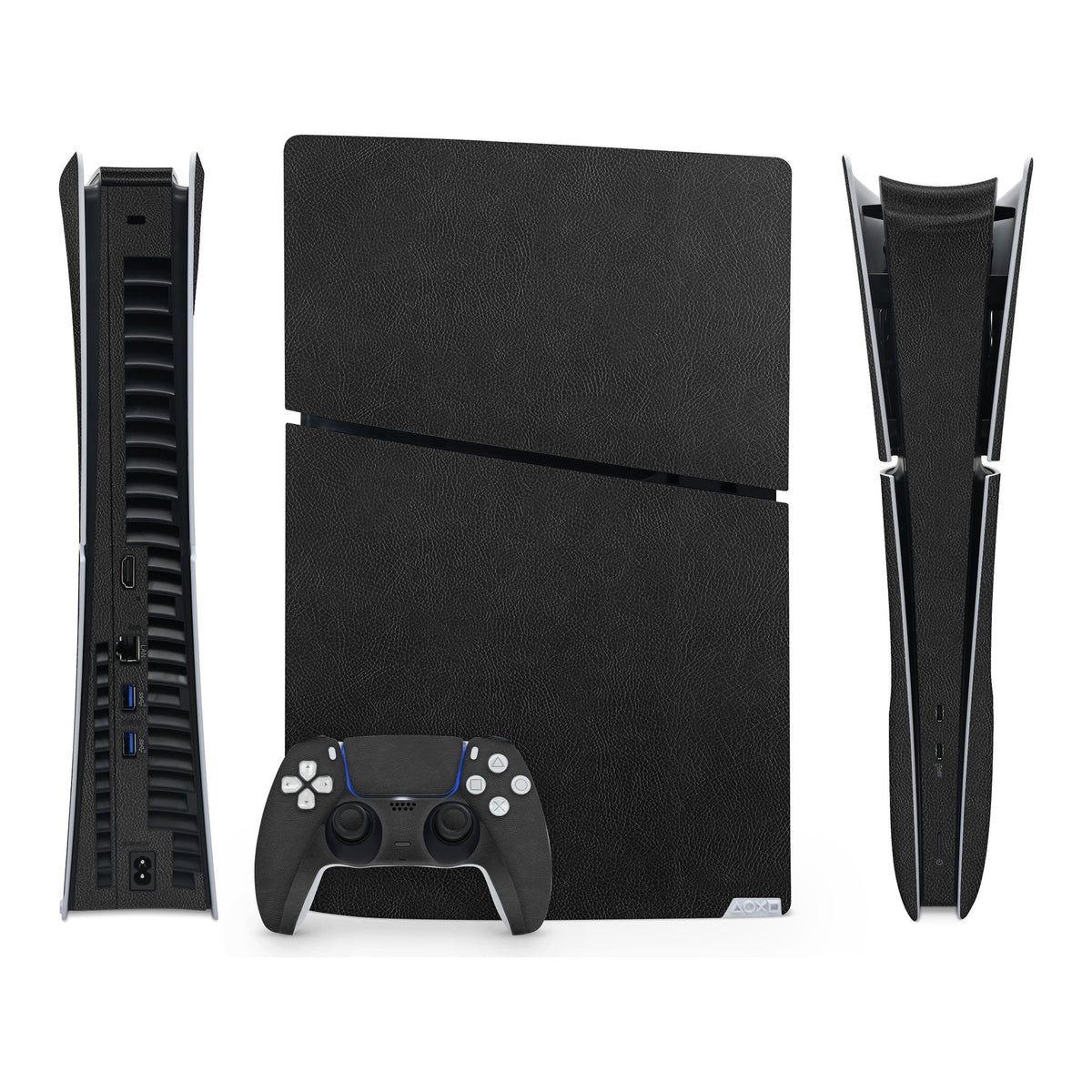 Black Leather PlayStation 5 Slim Digital skin by Decalz