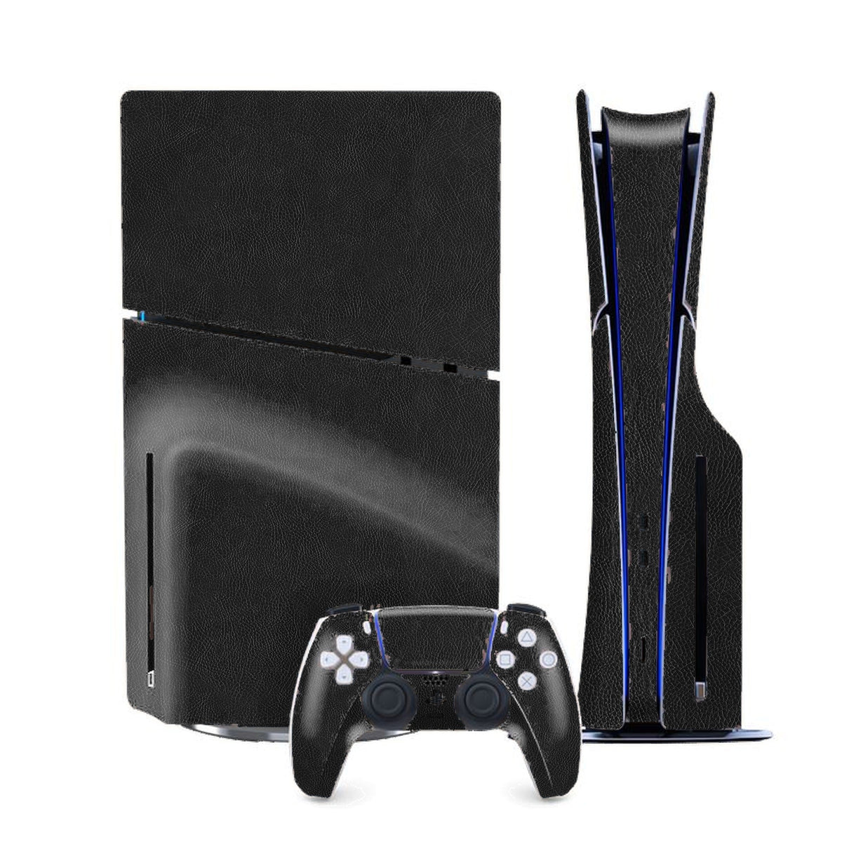 Black Leather PlayStation 5 Slim skin by Decalz
