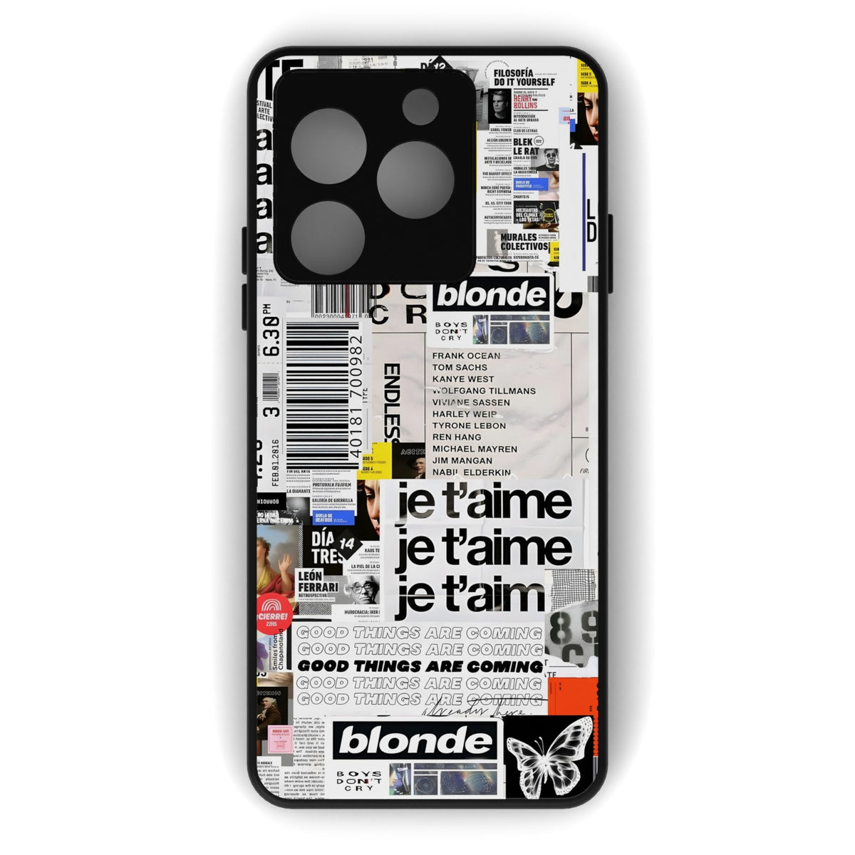 Blonde printed metal phone case - flat back view