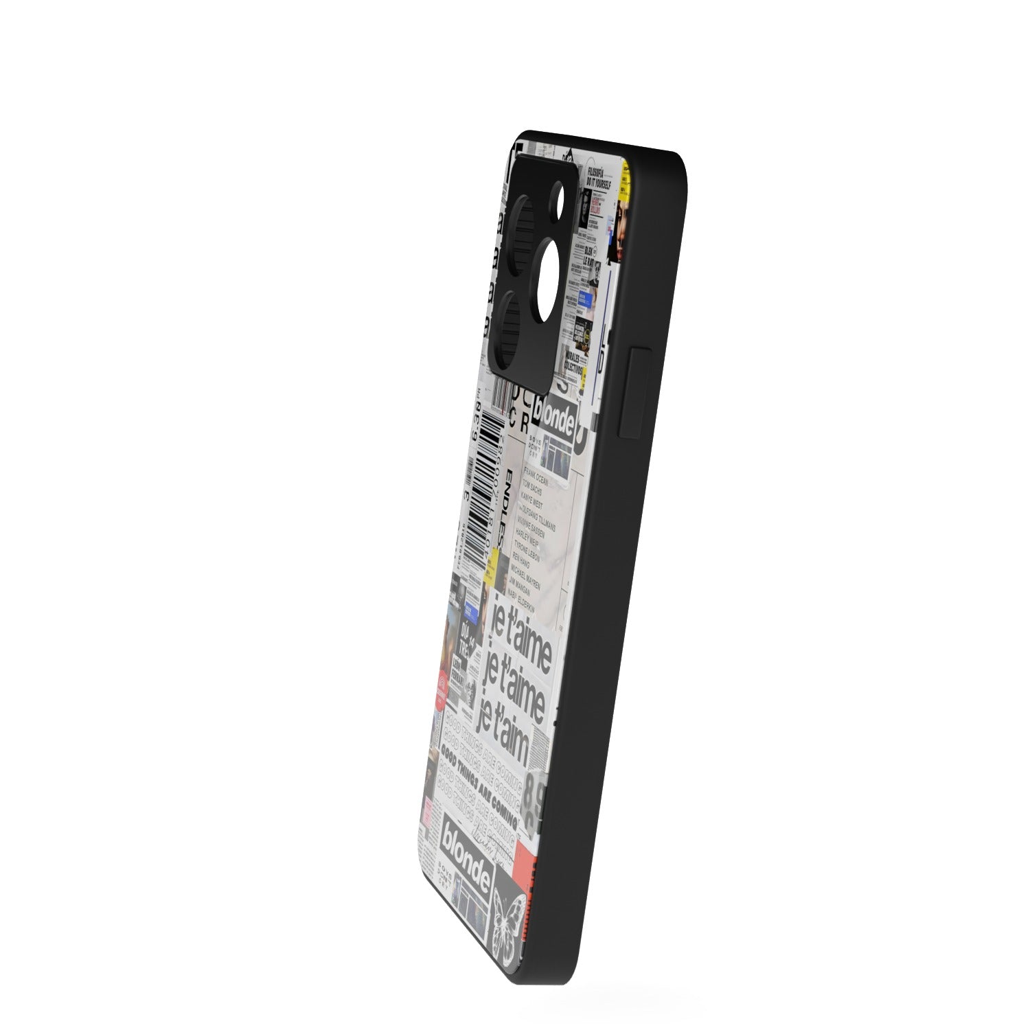 Blonde printed metal phone case - side view