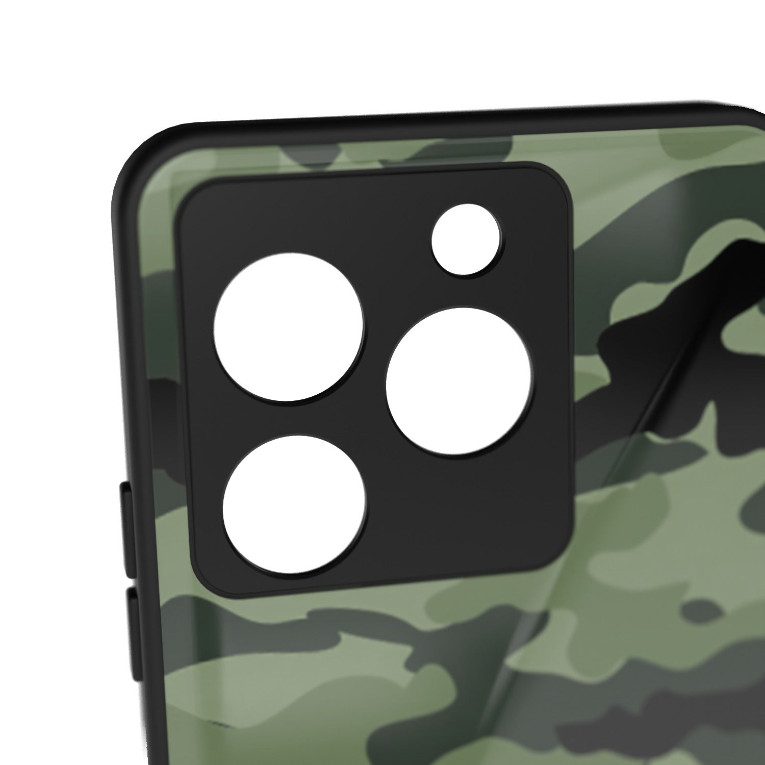 Cammando Camo printed metal phone case - camera close-up