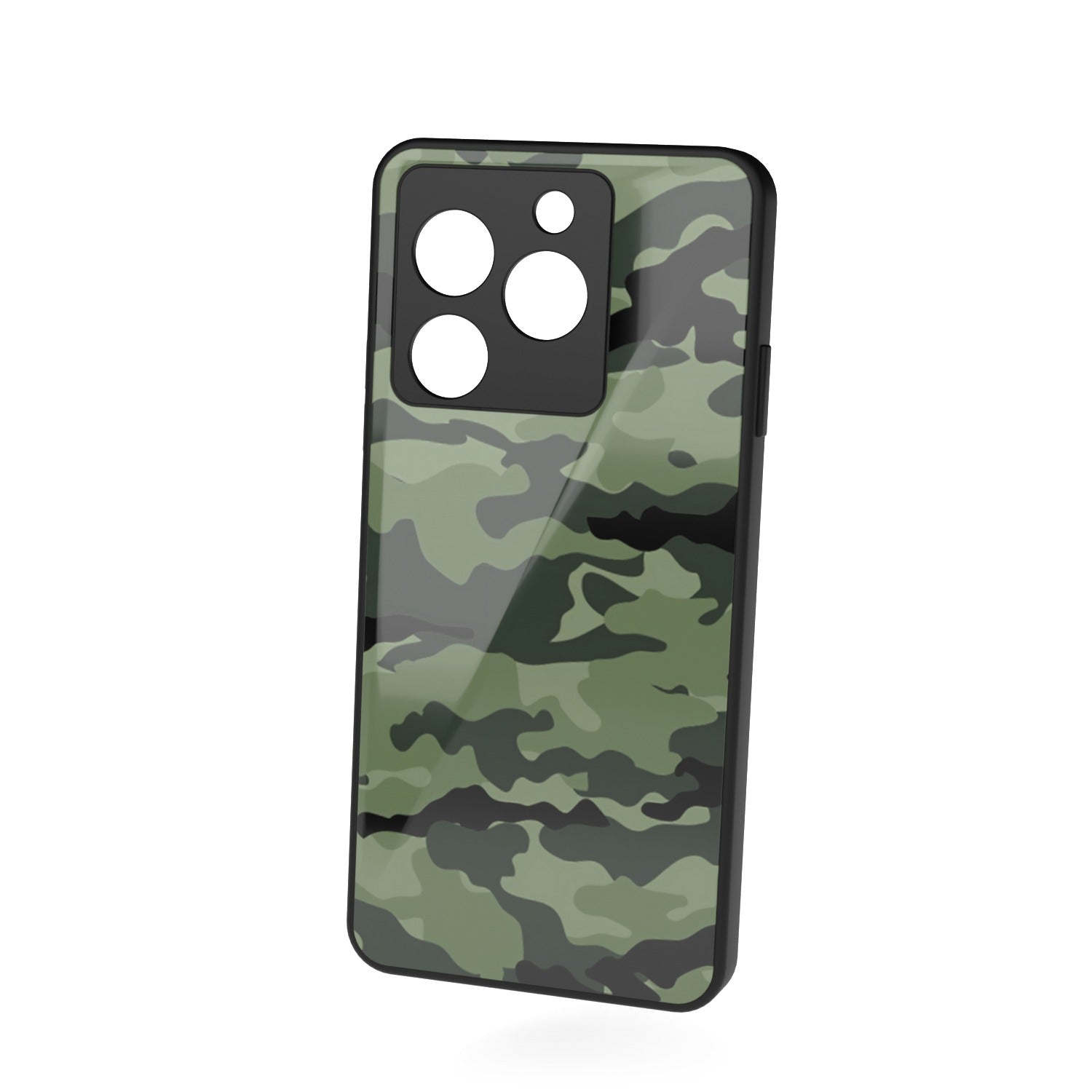 Cammando Camo printed metal phone case - floating back view