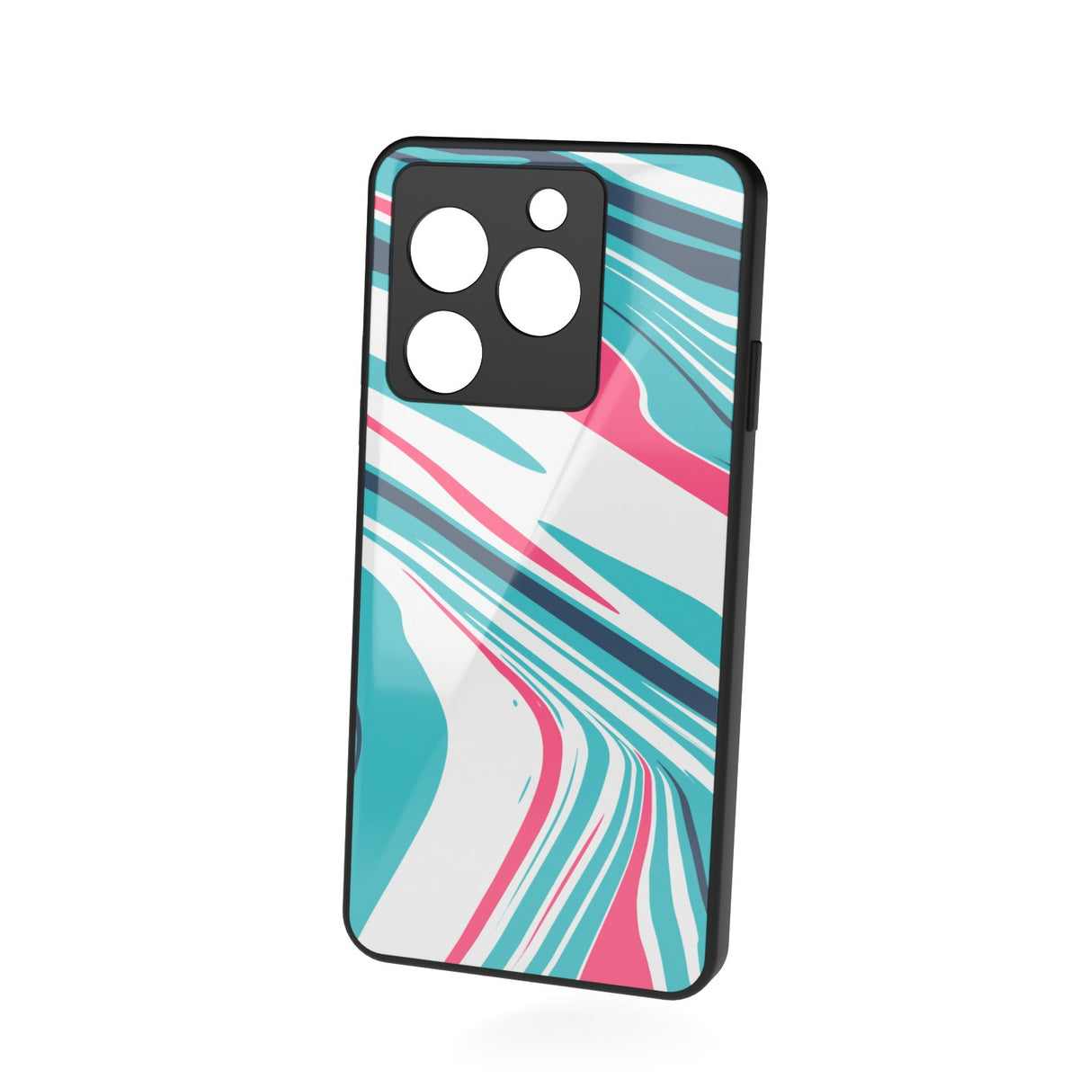Candy Cat printed metal phone case - floating back view