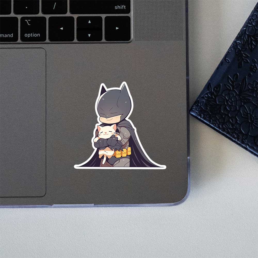 Chibi Batman Cat Cozy Sticker
