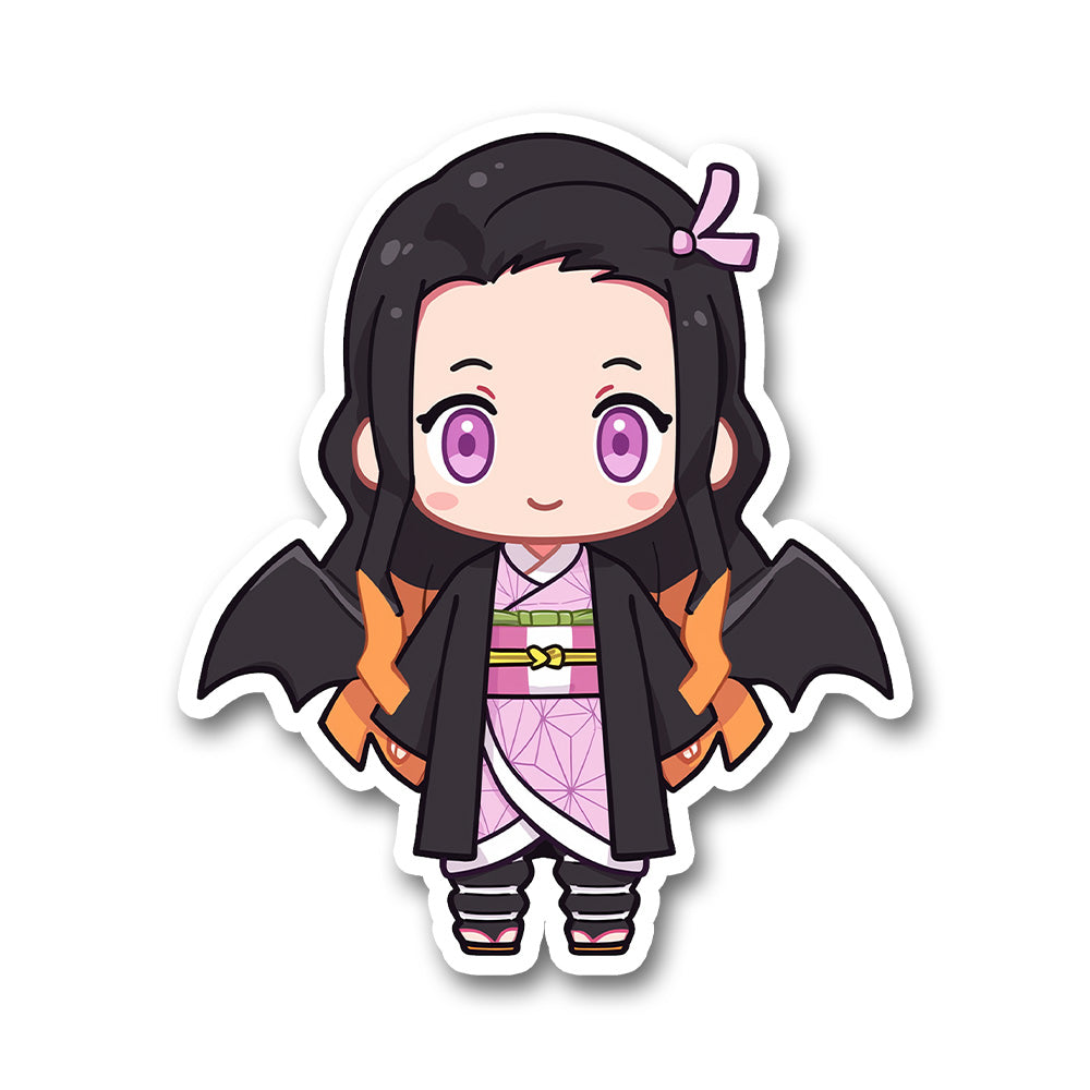 Chibi Nezuko Kamado Demon Slayer Bat Wings Sticker