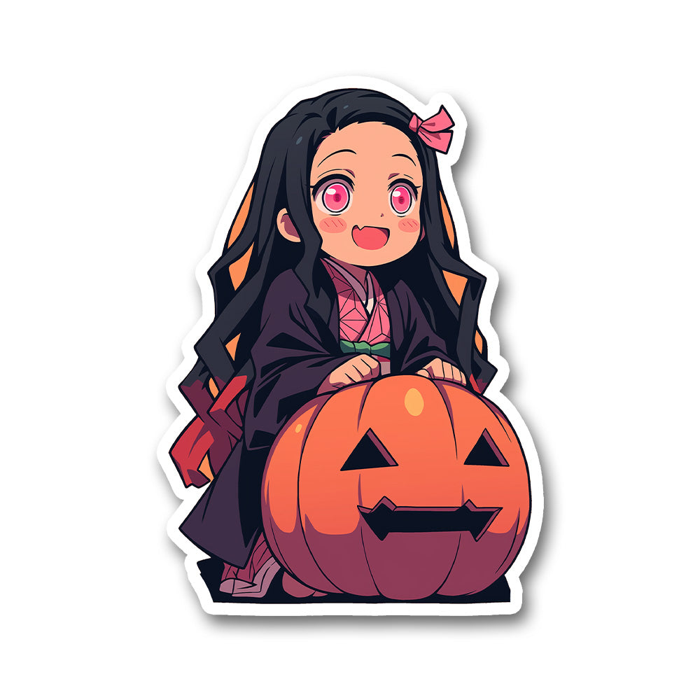 Chibi Nezuko Kamado Halloween Pumpkin Sticker