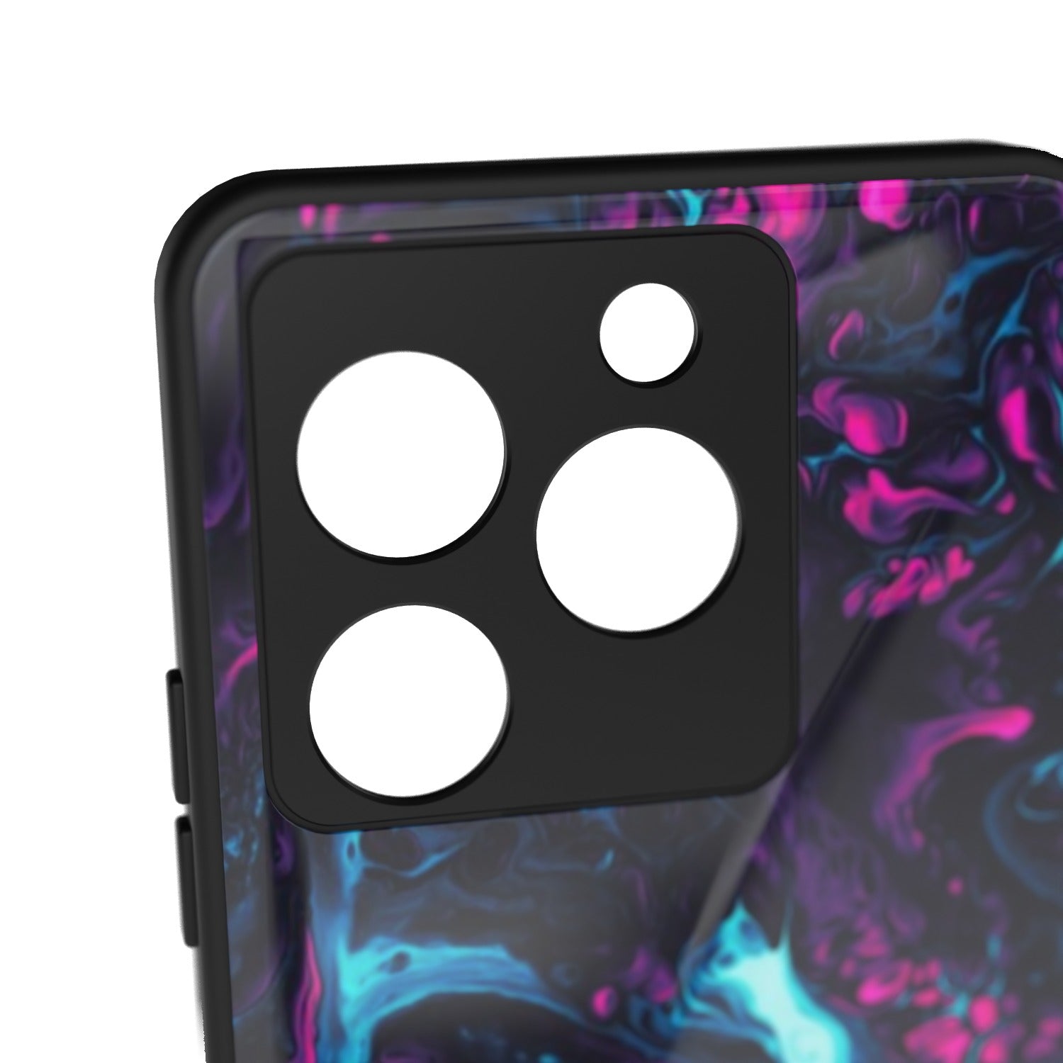 Comic Inferno printed metal phone case - camera close-up