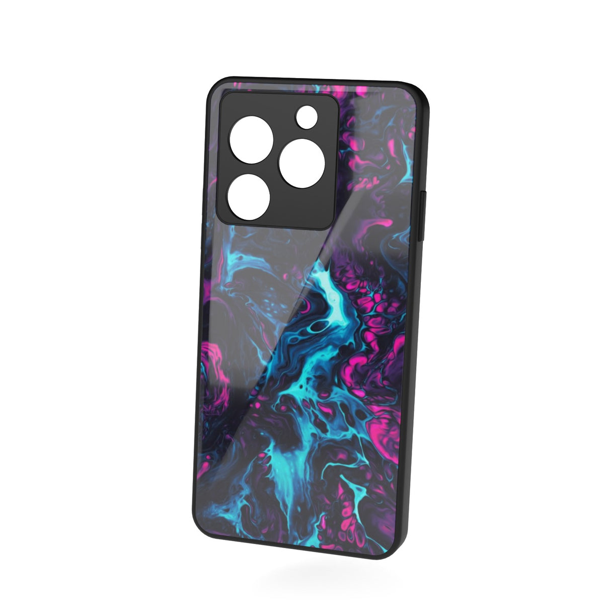 Comic Inferno printed metal phone case - floating back view