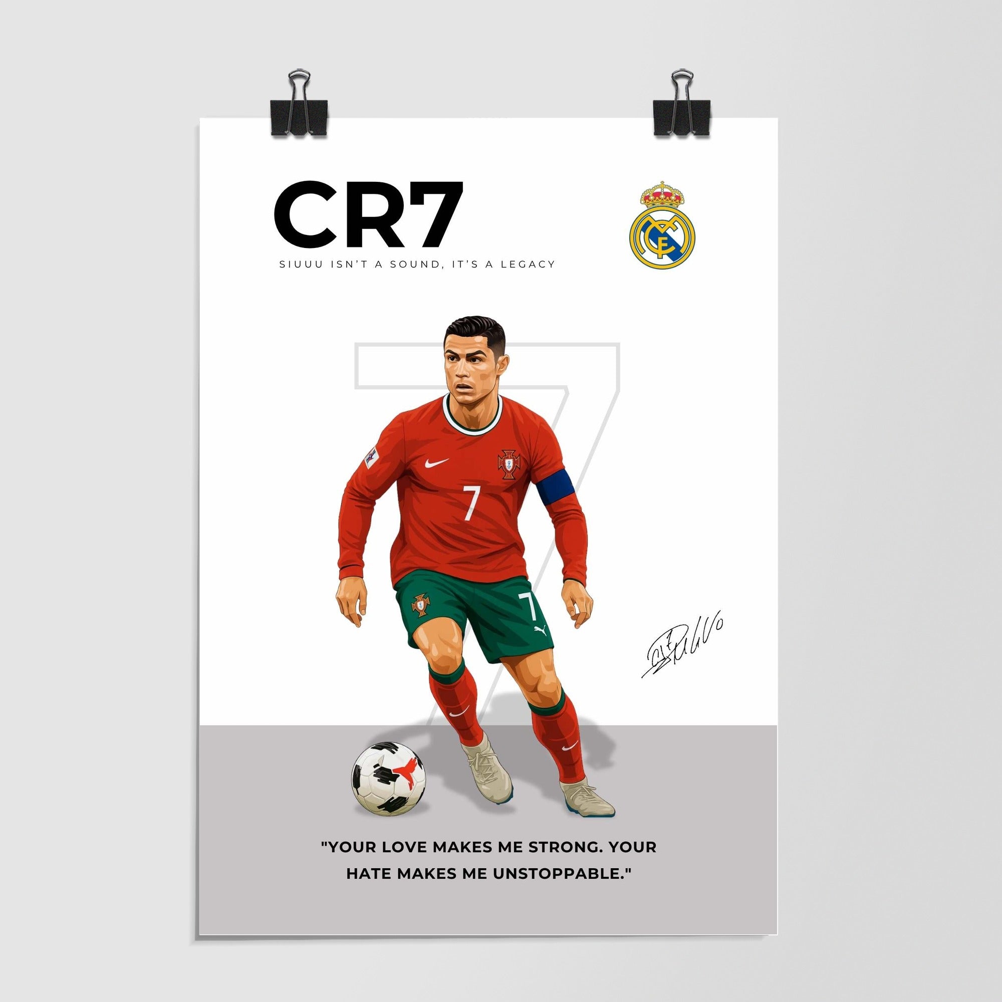 Cristiano Ronaldo Siuuu Legacy Quote White by Decalz