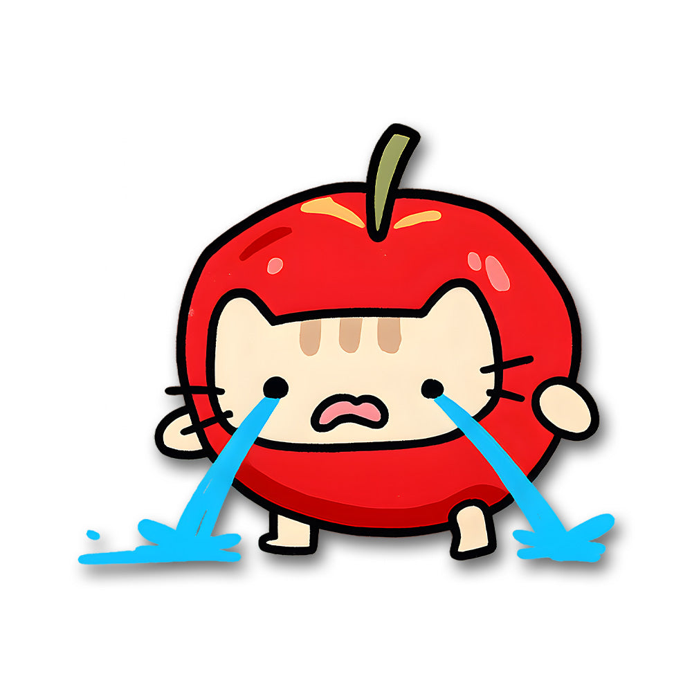 Crying Apple Cat Sticker