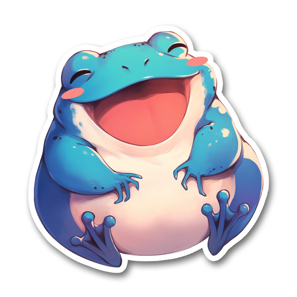 Cute Blue Frog Smiling Sticker